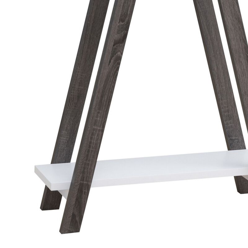 Baki 38 Inch Modern Wood Side Console Table, Corner Compartment, White-Benzara
