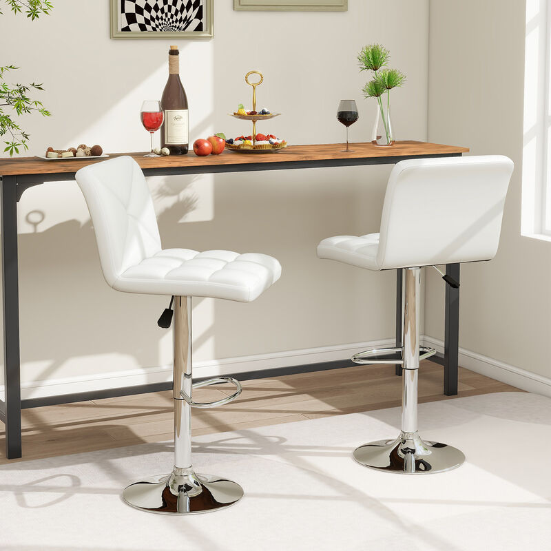 PU Leather Upholstered Bar Stools Set of 2 with Back and Adjustable Height