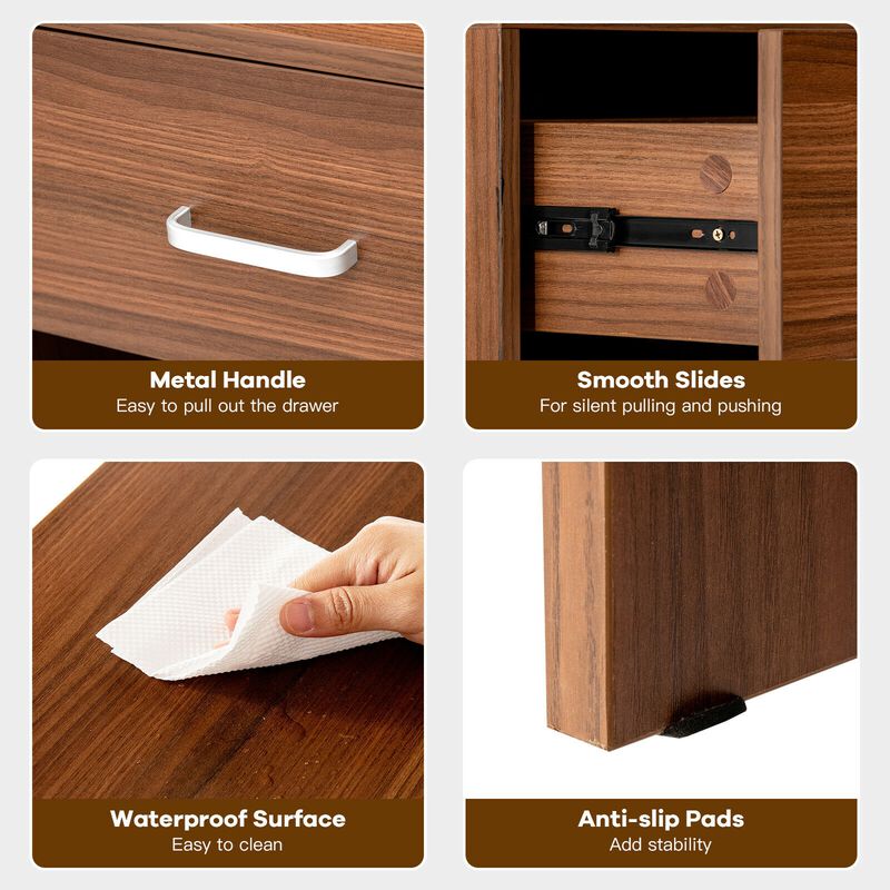 Set of 2 Modern Nightstand with Storage Drawer and Cabinet
