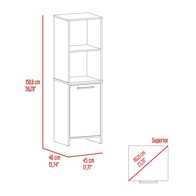 Eiffel Kitchen & Dining room Pantry, Two External Shelves, Single Door Cabinet, Two Interior Shelves White -White