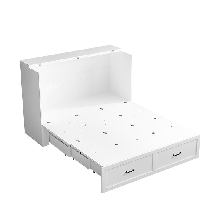 FUFU&GAGA Convertible Bed with Storage Drawers for Bedroom (61.8" W x 81.5" D x 43.9" H) White