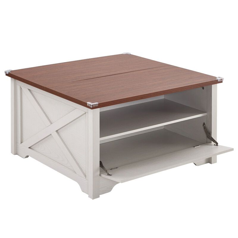 Lift-Top Coffee Table with Hidden Compartment and Storage Shelf Ergonomic Dining and Living Room Table