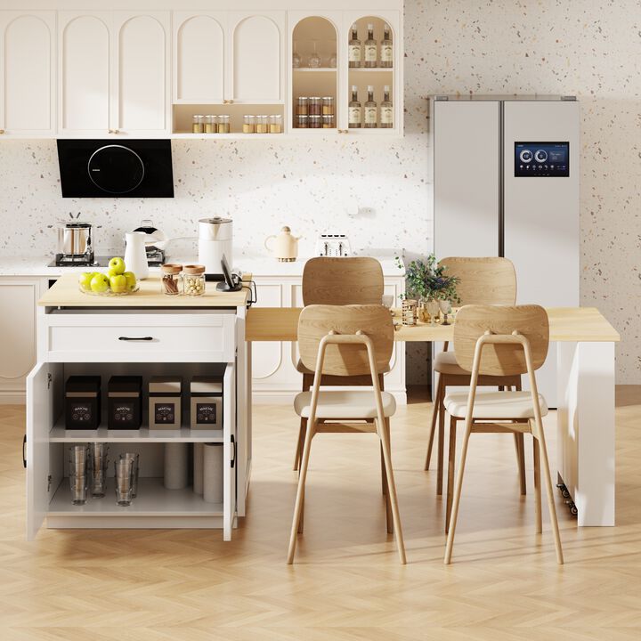 Merax Kitchen Island with Extendable Dining Table