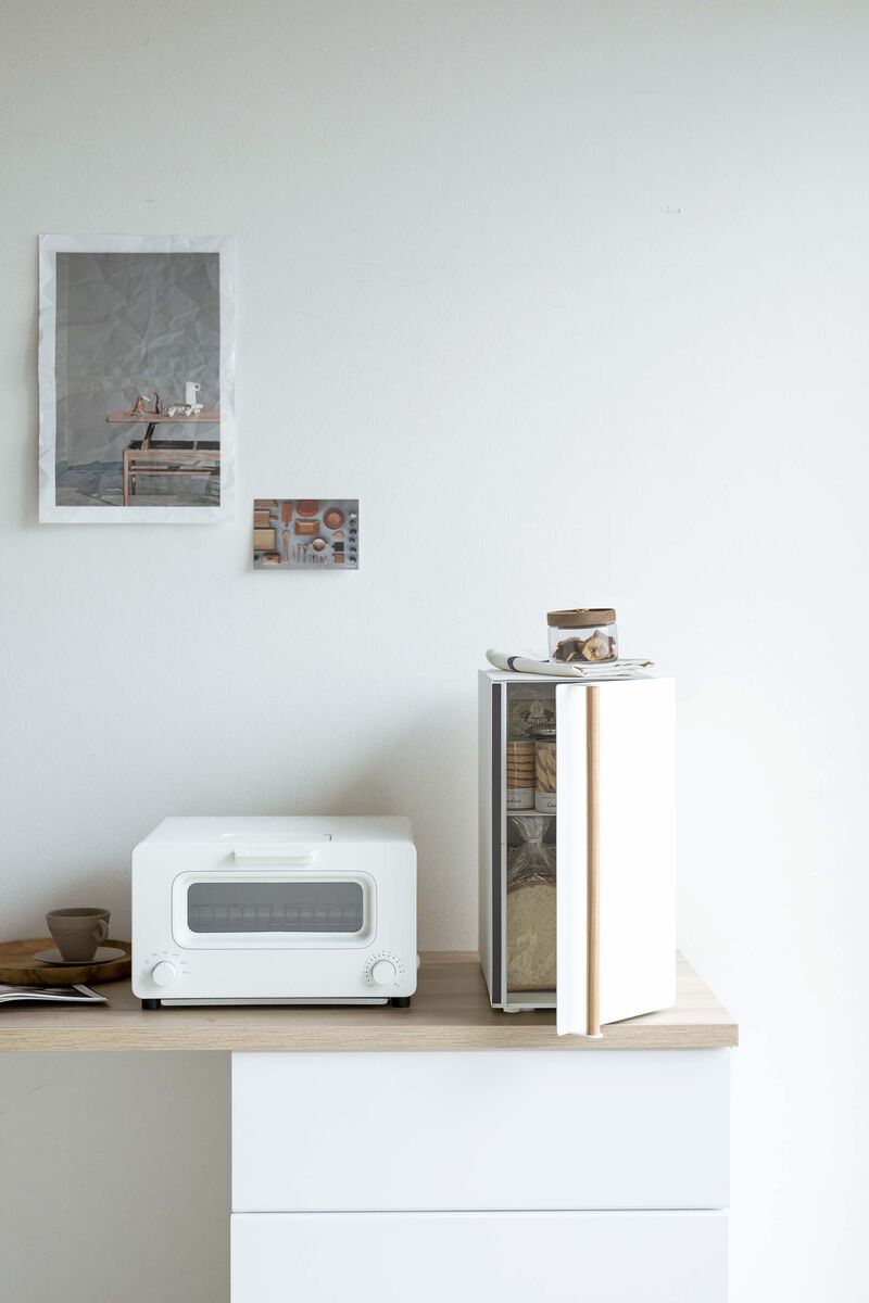 Bread Box - Tall, White & Wood