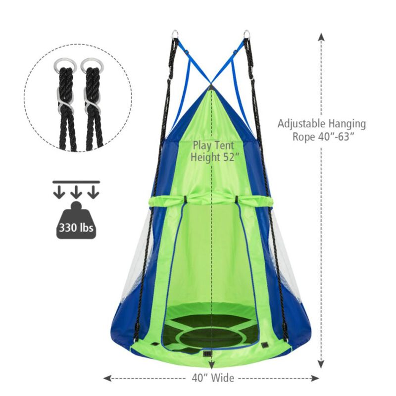 Hivvago 2-in-1 40 Inch Kids Hanging Chair Detachable Swing Tent