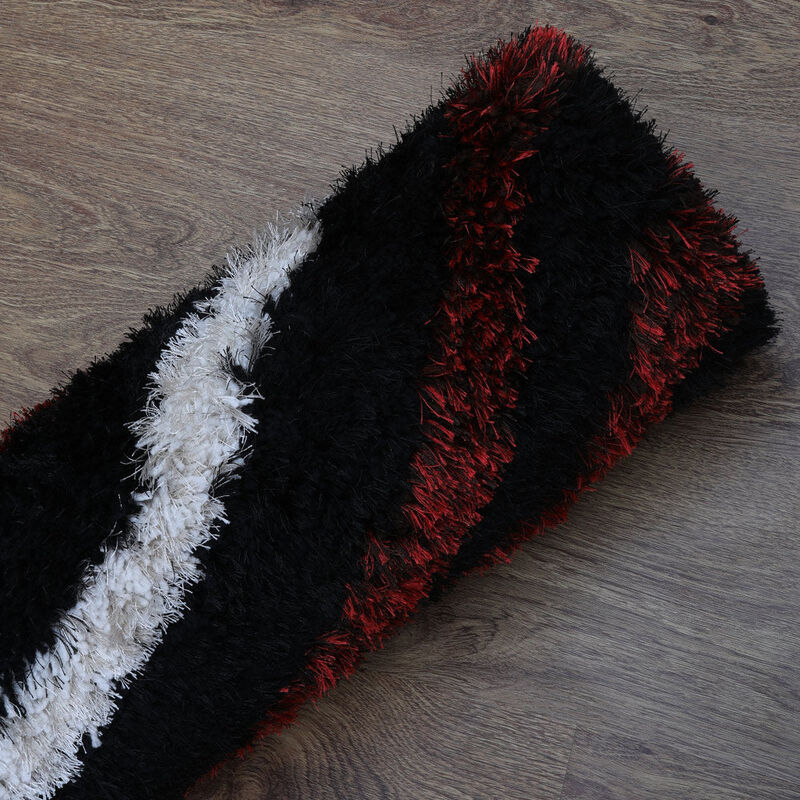 RUGSOTIC CARPETS HAND TUFTED SHAG POLYESTER ECO-FRIENDLY AREA RUGS  - 4'x6', Rectangle, Black Multicolor, Geometric Modern Design, High Pile Thick Handmade Anti Skid Rugs for Living Room K00005