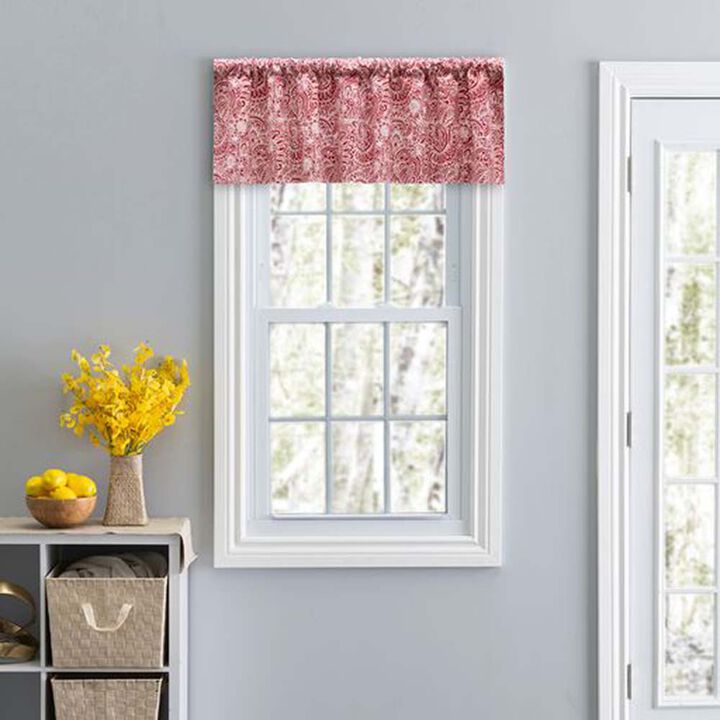 Ellis Segovia Printed Paisley Pattern on Ground 3" Rod Pocket High Quality Tailored Valance 50"x16" Red