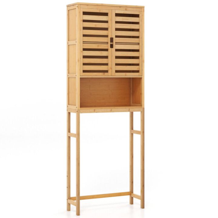Hivvago Bamboo Over The Toilet Storage Cabinet Bathroom with Adjustable Shelf