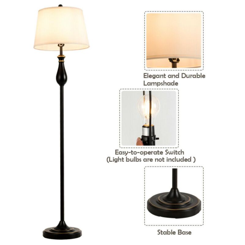 Hivvago 3 Pieces Brushed Nickel Lamp Set-Black