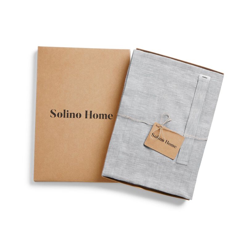 Solino Home 100% Pure Linen Midi Bistro Apron 33 x 40 Inch
