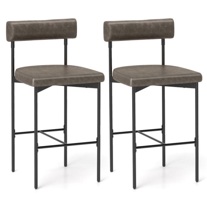 Hivvago 20 Inch Upholstered Bar Stools Set of 2 Counter Height Bar Chairs with  Backrest
