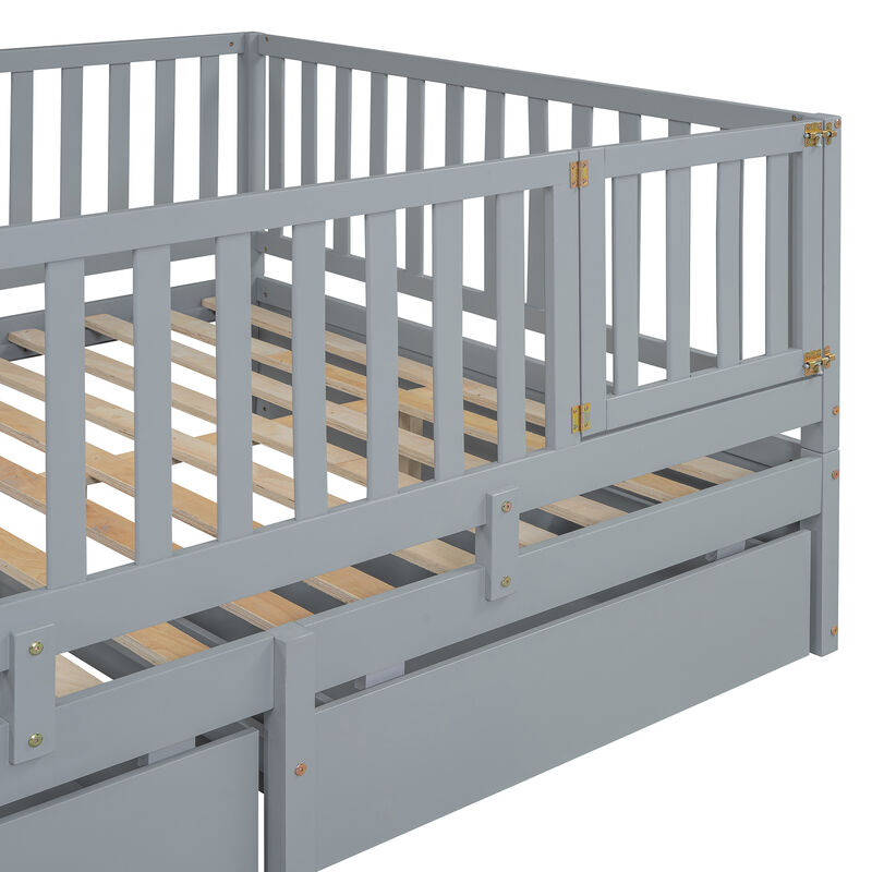 Merax Wood Daybed with Fence Guardrails