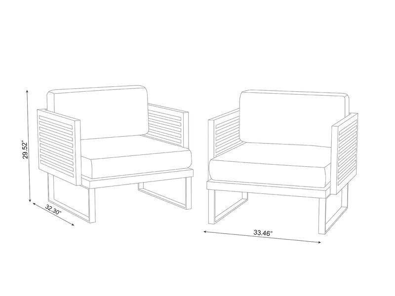 Monterey Chat Chair - Stainless Steel and Teak (Set of 2)