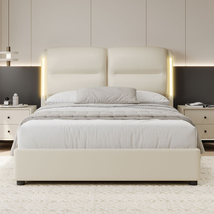 Merax Hydraulic Platform Bed with Lift Up Storage