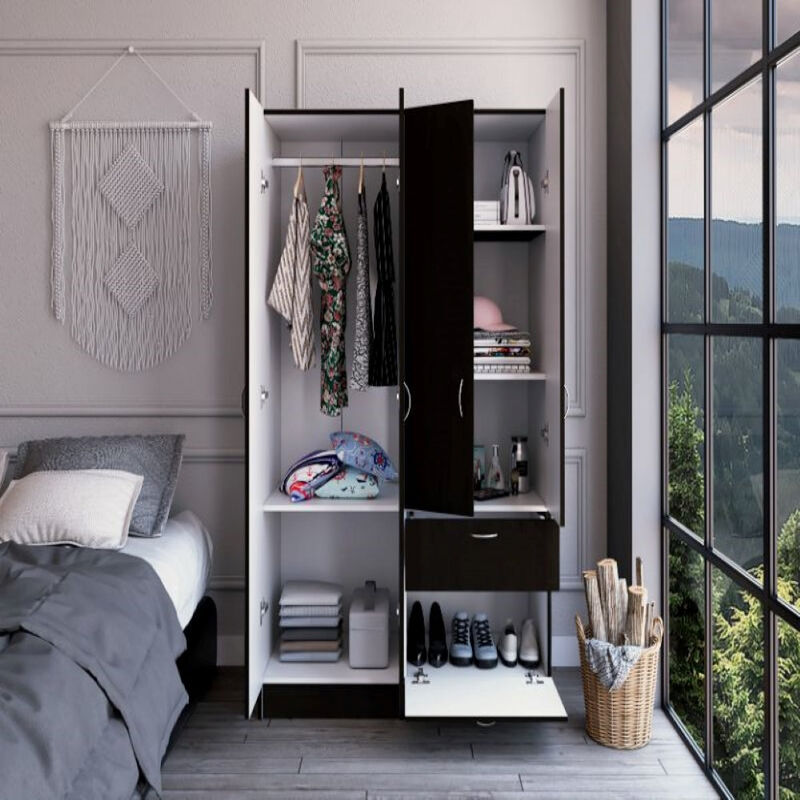 Armoire Alpes, Bedroom, Black / White