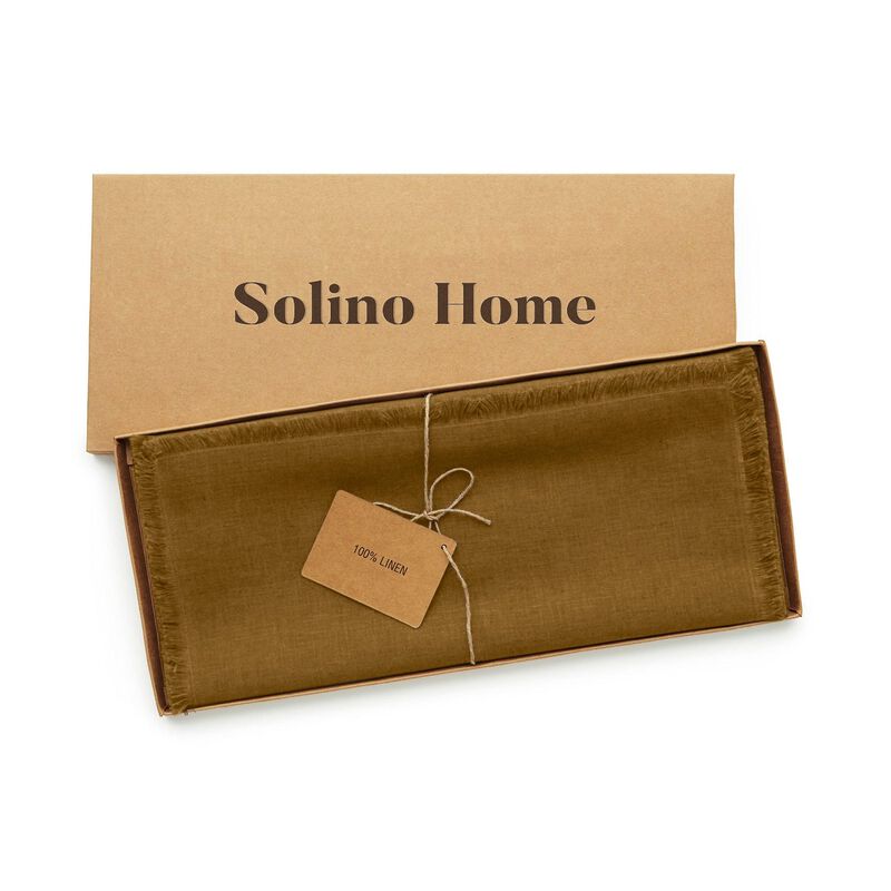 Solino Home 100% Pure Linen Table Runner 14 x 108 Inch | Milan