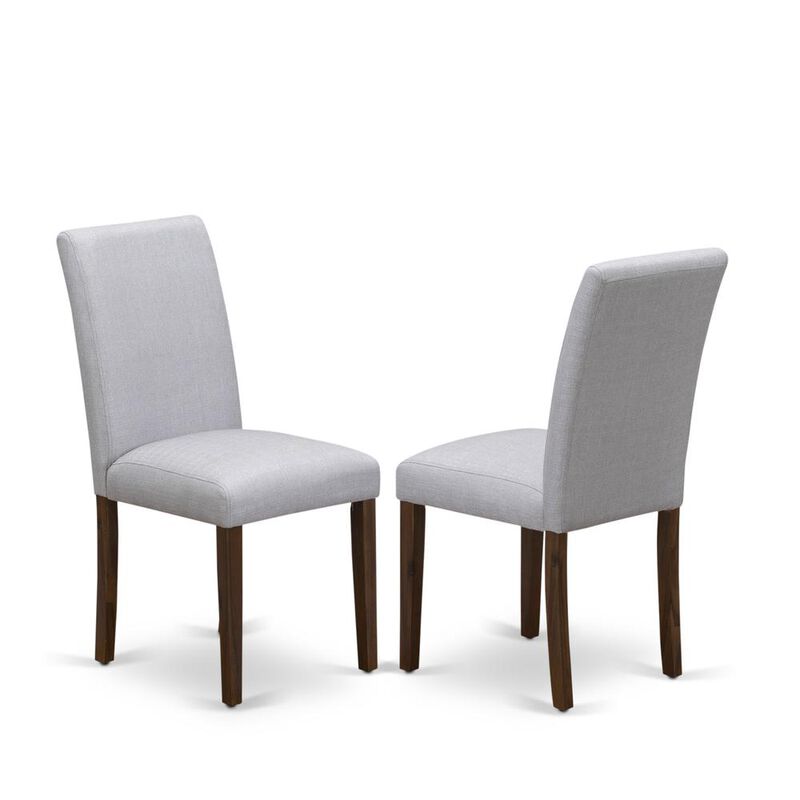 East West Furniture CNAB5-N8-05 - 5-Pc Modern Dining Table Set- 4 Dining Chairs and Wood Dining Table - Grey Linen Fabric Seat and High Chair Back (Antique Walnut Finish)