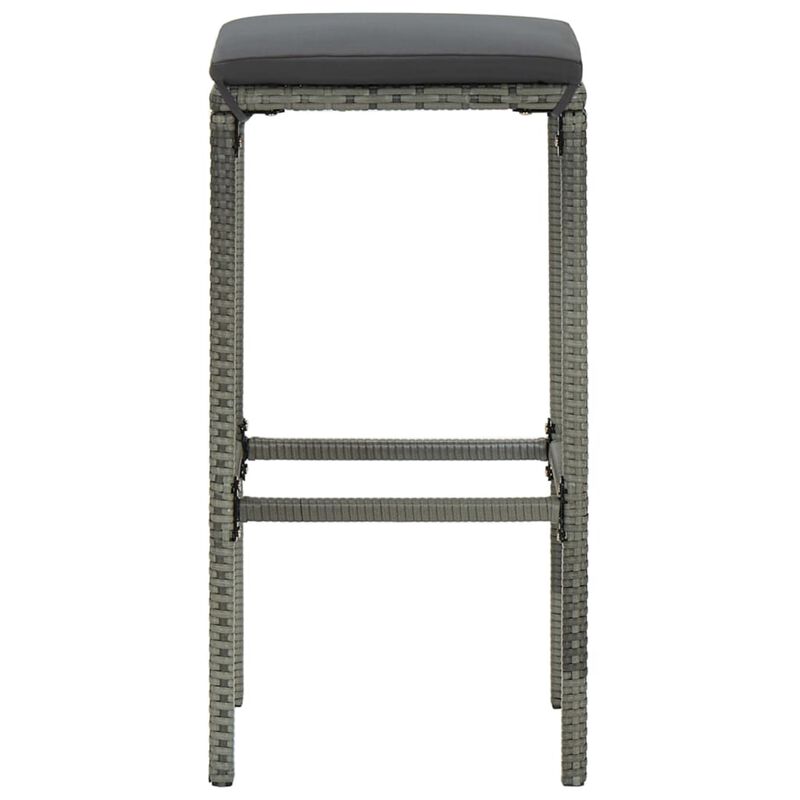 vidaXL 3 Piece Garden Bar Set with Cushions Poly Rattan Gray
