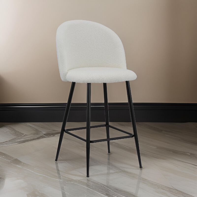 Ast 26 Inch Counter Height Chair, Set of 2, Arched Backrest, Black, White - Benzara