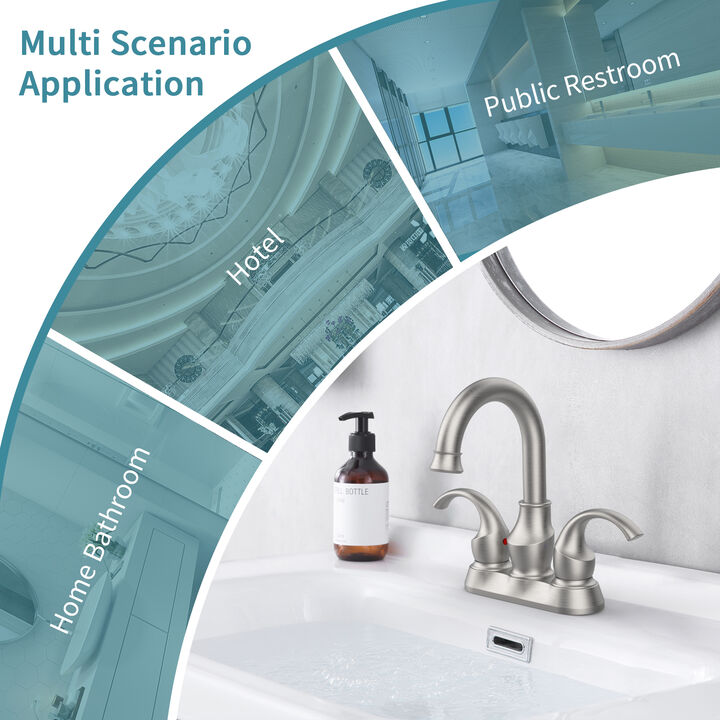 Crescent Moon Style Bathroom Faucet with 360° Swivel Spout and Pop-Up Drain