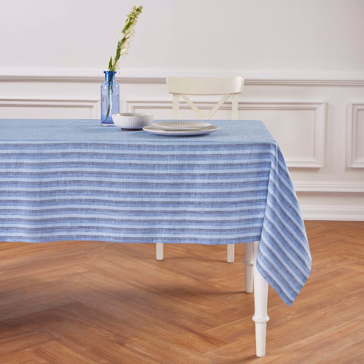 Solino Home 100% Pure Linen Tablecloth | Bistro Stripe