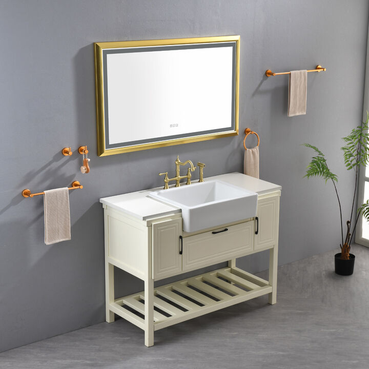 LED Frontlit Bathroom Mirror Wall-Mounted Vanity Mirror with Smart Touch Button for Modern Bathroom Lighting