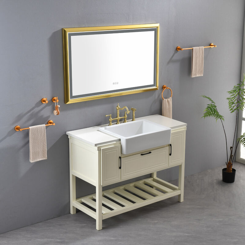 LED Frontlit Bathroom Mirror Wall-Mounted Vanity Mirror with Smart Touch Button for Modern Bathroom Lighting