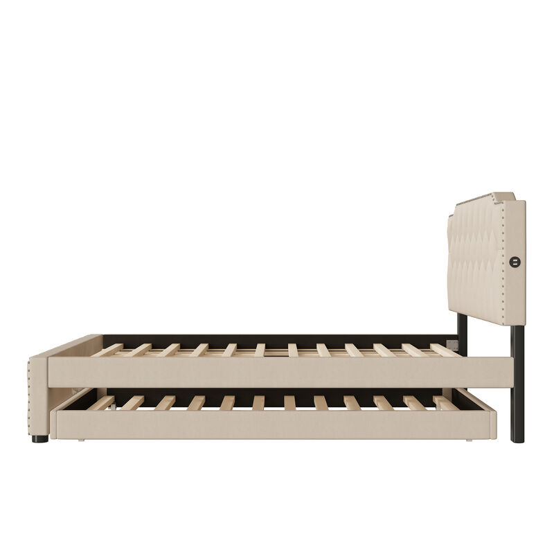 Merax Upholstered Platform Bed with USB Ports