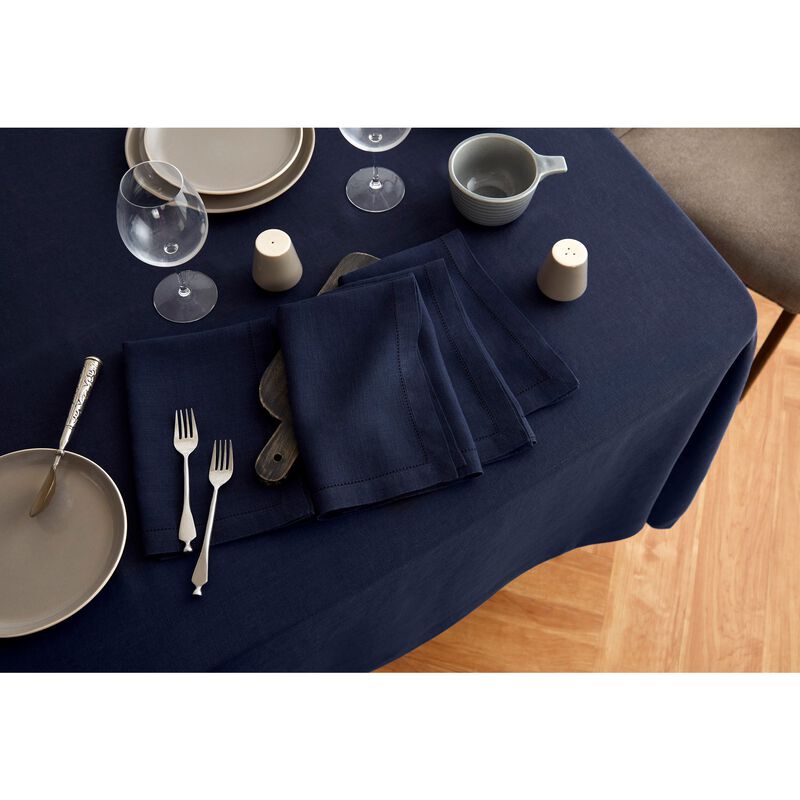 Solino Home 100% Pure Linen Dinner Napkins 20 x 20 Inch Set of 6 | Sonoma Hemstitch
