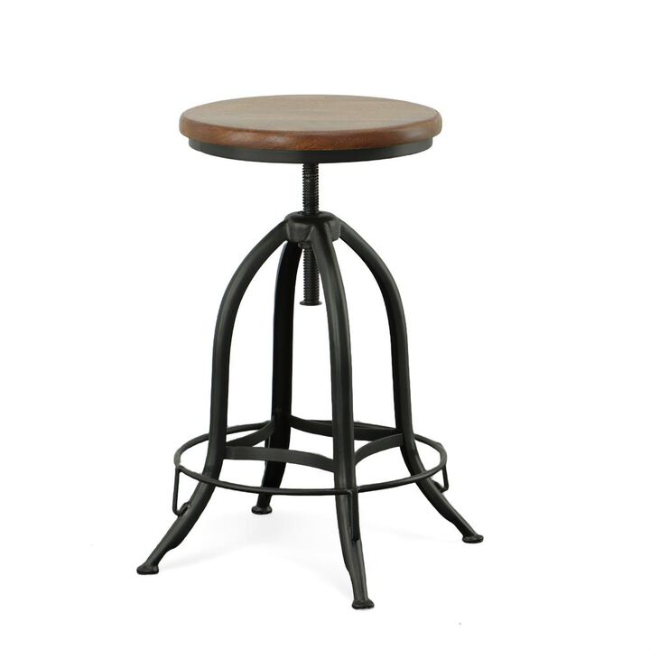 Carolina Living Ryder Adjustable Barstool - Chestnut Seat - Black Base