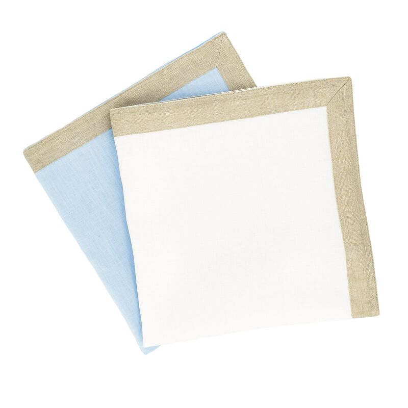 White Linen Napkins With Sparkle Borders, Set of 4