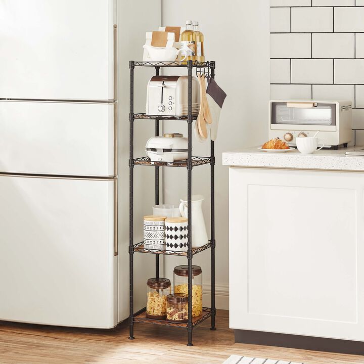 Small Space Bathroom Shelf – Storage Rack with Convenient Removable Hooks