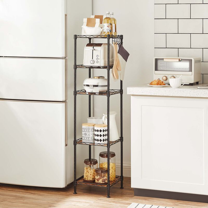 Small Space Bathroom Shelf – Storage Rack with Convenient Removable Hooks