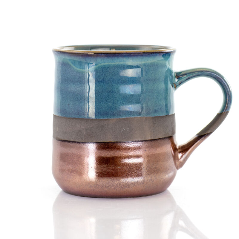 Gibson Home Copper Tonal 4 Piece 18 Ounce Round Stoneware Mug Set in Assorted Colors