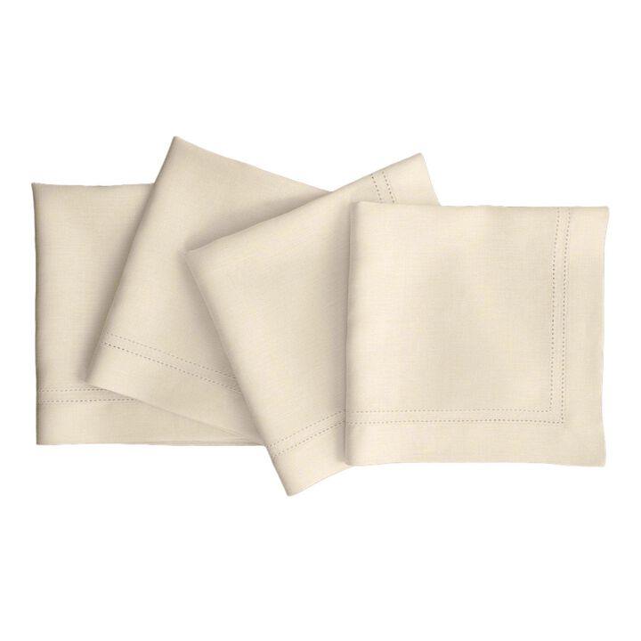 Solino Home 100% Pure Linen Double Hemstitch Dinner Napkins 20 x 20 Inch Set of 4