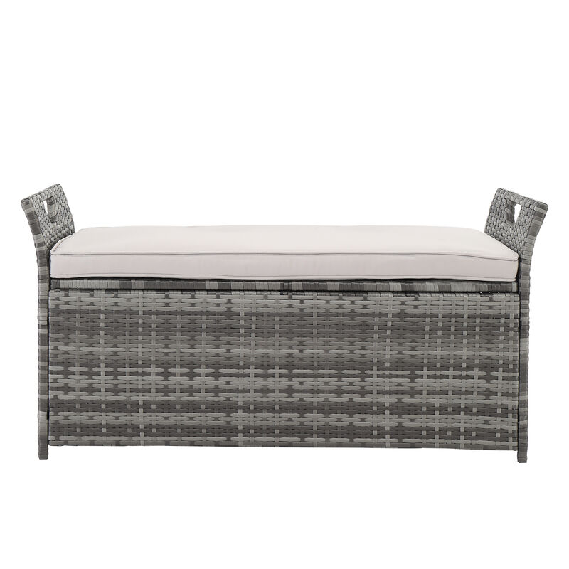 Rattan Locker with Iron Frame and Gradient Footstool Design