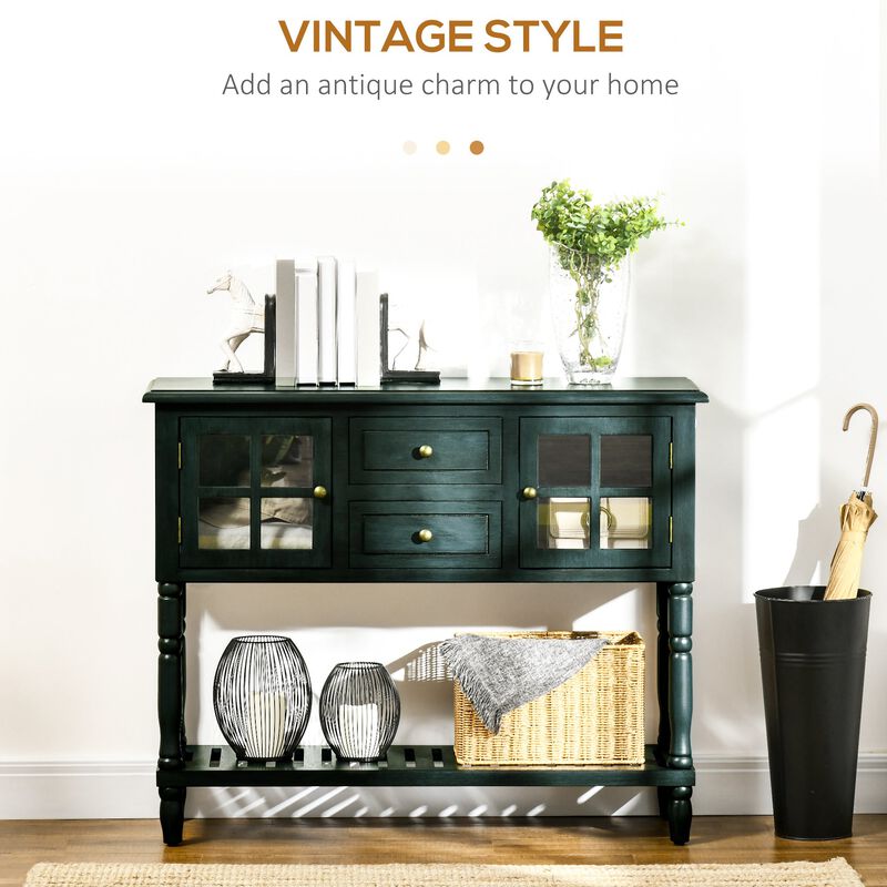 Vintage Blue Entryway: Console Table with Drawers & Cabinets