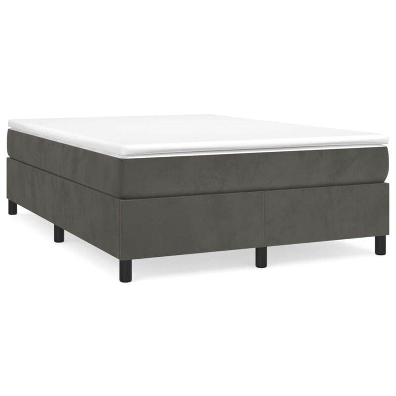 vidaXL Modern Velvet Box Spring Bed Frame, Dark Gray, Queen Sized, 59.8"x79.9", Plywood & Engineered Wood Construction