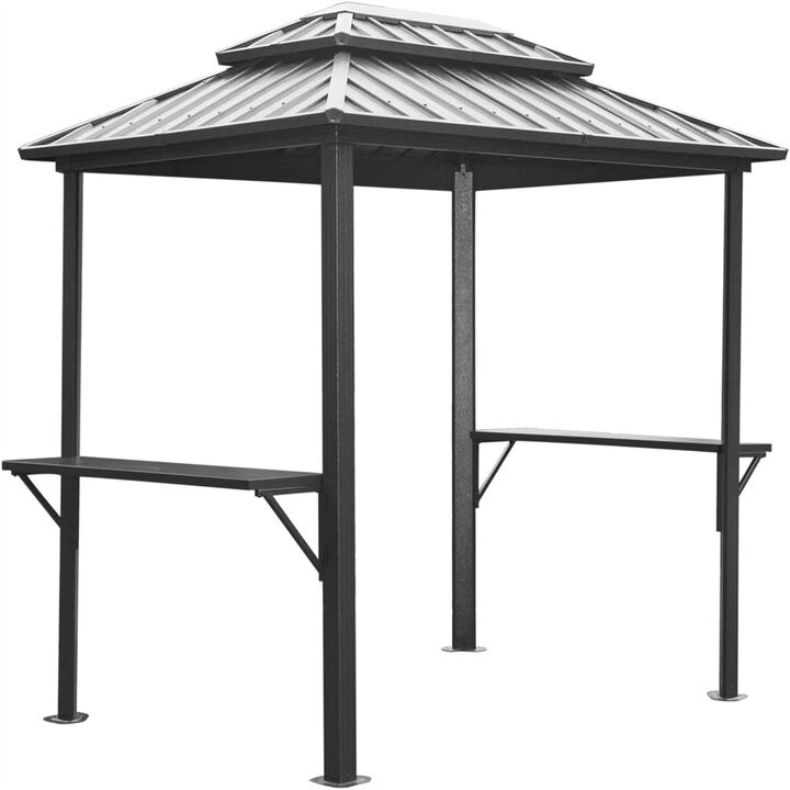 Aluminum BBQ Gazebo with Shelves Serving Tables