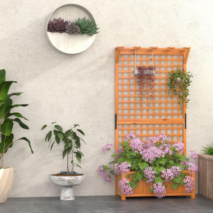 Hivvago Raised Garden Bed with Trellis and Hanging Roof