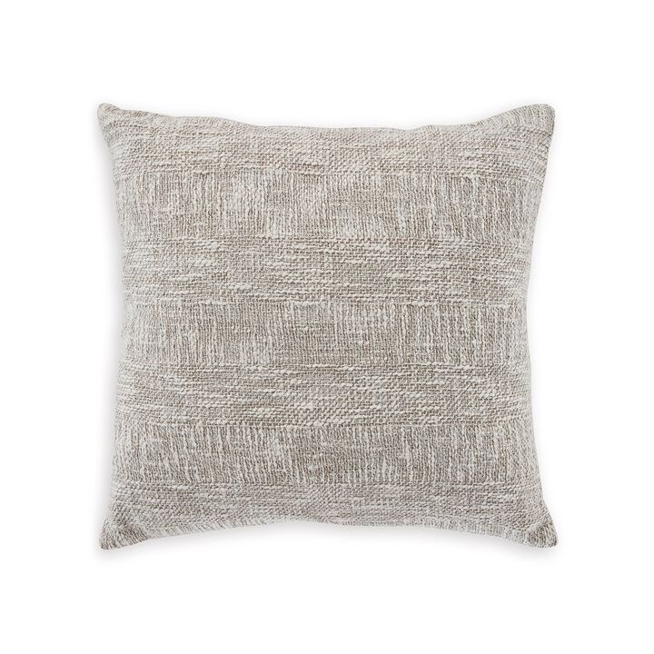Throw Pillow Set of 4, 20 Inch Square, Brown and White Cotton Woven Texture -