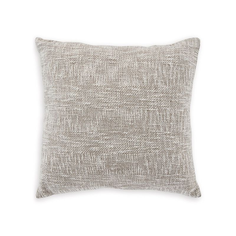 Throw Pillow Set of 4, 20 Inch Square, Brown and White Cotton Woven Texture -