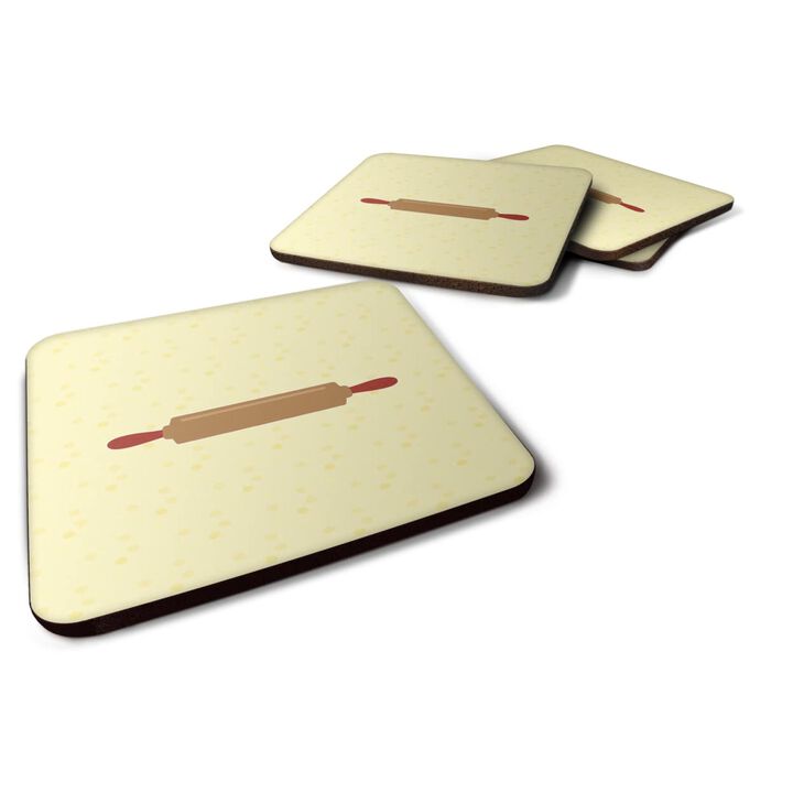 Caroline's Treasures Rolling Pin on Yellow Decorative coasters, 3.5, Multicolor