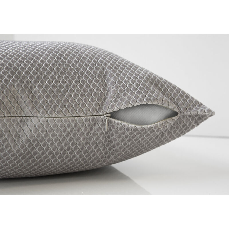 Monarch Specialties I 9307 Pillows, Set Of 2, 18 X 18 Square, Insert Included, Decorative Throw, Accent, Sofa, Couch, Bedroom, Polyester, Hypoallergenic, Grey, Modern