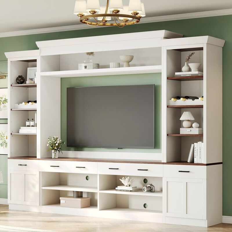 Merax Mid-Century Media Console  Entertainment Wall Unit Set for TVs Up to 70"