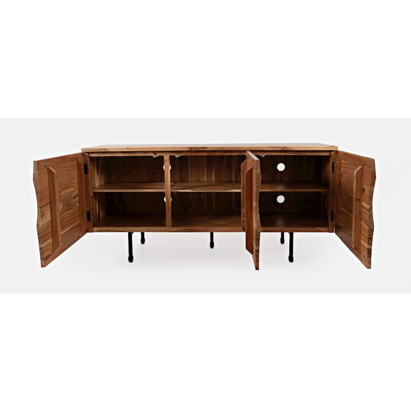 Jofran The Wave Three Door Solid Acacia Hardwood Accent Cabinet