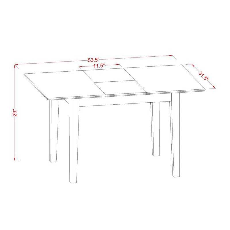 East West Furniture NOFK5-MAH-C 5 Pc Kitchen nook Dining set - Table with a 12in leaf and 4 Dining Chairs