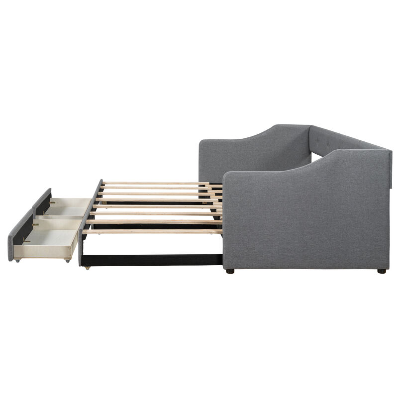 Merax Upholstered Daybed Bed with 2 Drawers