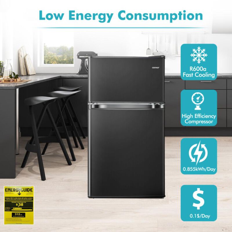 Costway 3.2 Cu. Ft Compact Mini Fridge with Adjustable Thermostat