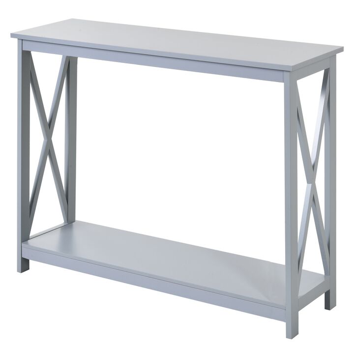 Grey Modern Hallway: 2-Tier Console Table with Storage Shelf
